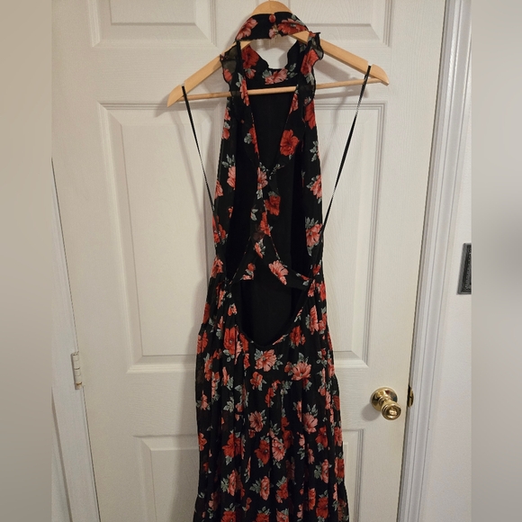 Lulu's Black and Red Floral Backless Dress Jane Anne Size XL - Picture 6 of 15